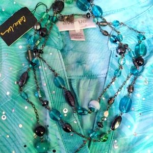 Cookie Lee Amazing Aqua Blues Long Necklace!
